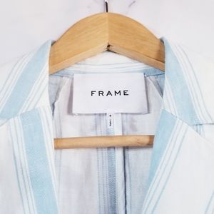 New FRAME 100% Linen Striped Casual Blazer, Size 4